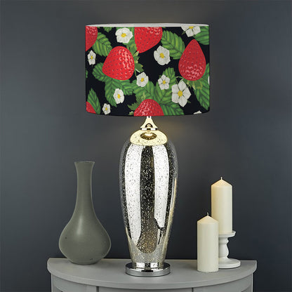 Strawberry And Flower Pattern Print Drum Lamp Shade