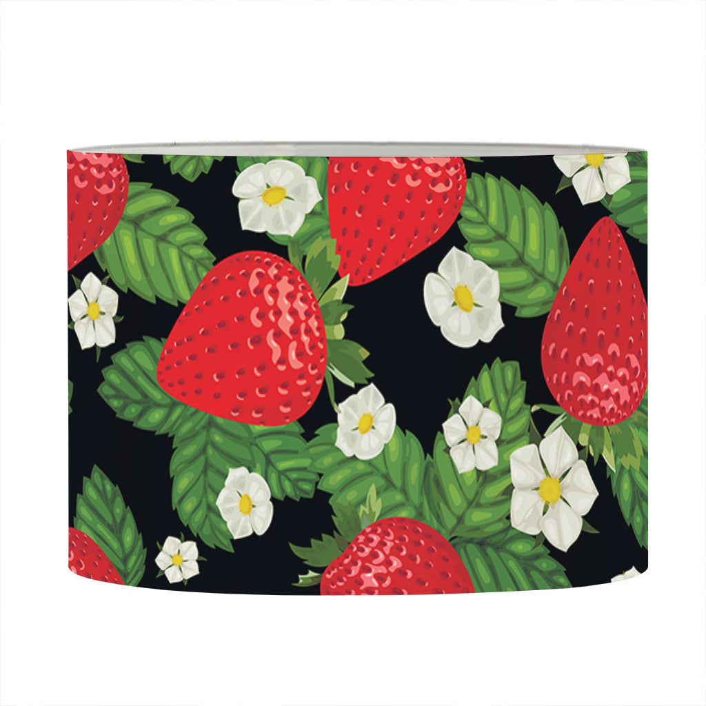 Strawberry And Flower Pattern Print Drum Lamp Shade
