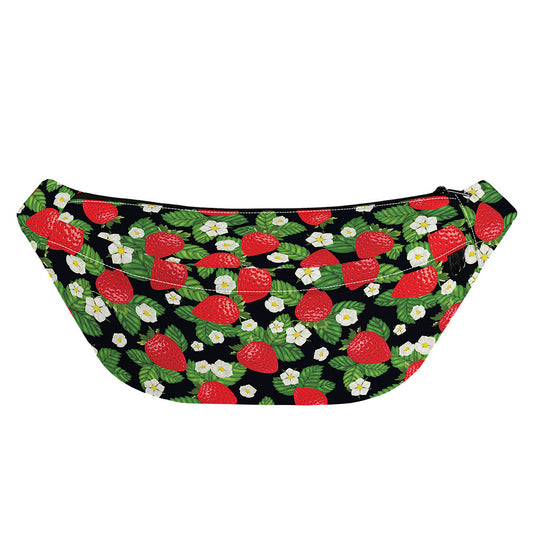 Strawberry And Flower Pattern Print Fanny Pack