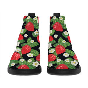 Strawberry And Flower Pattern Print Flat Ankle Boots