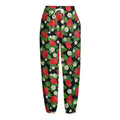 Strawberry And Flower Pattern Print Fleece Lined Knit Pants