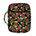 Strawberry And Flower Pattern Print Front Pocket Bible Bag