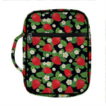 Strawberry And Flower Pattern Print Front Pocket Bible Bag
