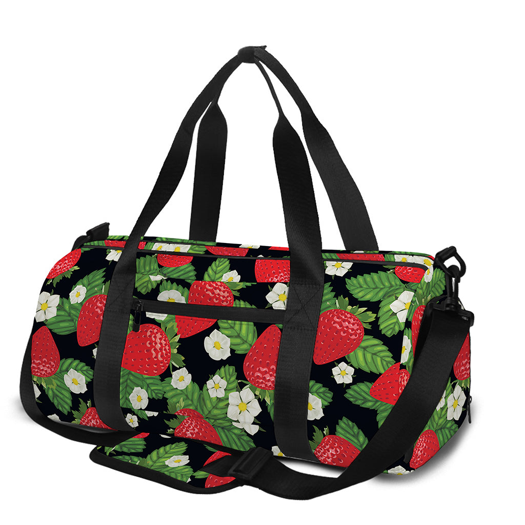 Strawberry And Flower Pattern Print Gym Bag