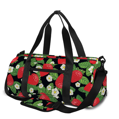 Strawberry And Flower Pattern Print Gym Bag