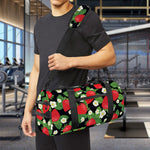 Strawberry And Flower Pattern Print Gym Bag