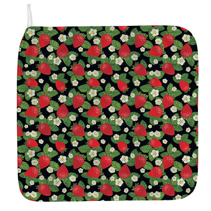 Strawberry And Flower Pattern Print Hand Towel