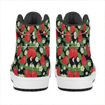 Strawberry And Flower Pattern Print High Top Leather Sneakers