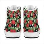Strawberry And Flower Pattern Print High Top Leather Sneakers