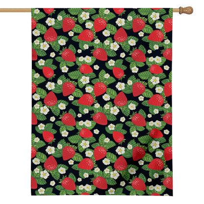 Strawberry And Flower Pattern Print House Flag