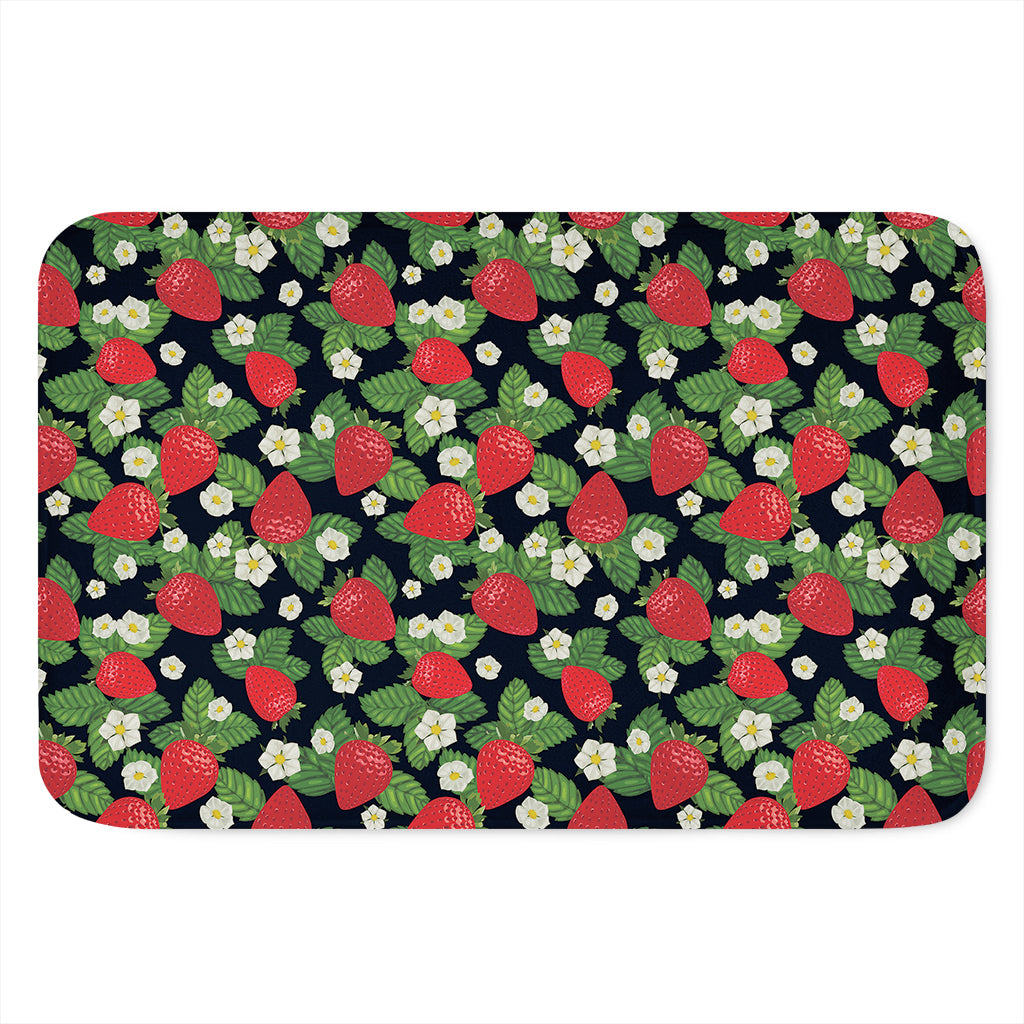 Strawberry And Flower Pattern Print Indoor Door Mat