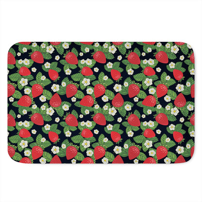 Strawberry And Flower Pattern Print Indoor Door Mat