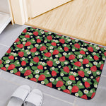 Strawberry And Flower Pattern Print Indoor Door Mat