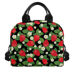 Strawberry And Flower Pattern Print Insulated Lunch Bag