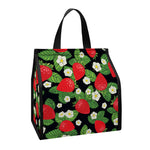 Strawberry And Flower Pattern Print Insulated Lunch Tote