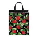 Strawberry And Flower Pattern Print Insulated Lunch Tote