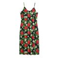 Strawberry And Flower Pattern Print Jersey Midi Cami Dress