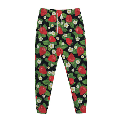 Strawberry And Flower Pattern Print Jogger Pants