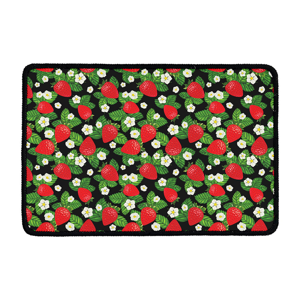 Strawberry And Flower Pattern Print Kitchen Mat