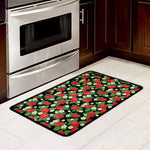 Strawberry And Flower Pattern Print Kitchen Mat