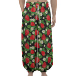 Strawberry And Flower Pattern Print Lantern Pants