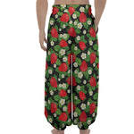 Strawberry And Flower Pattern Print Lantern Pants
