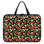 Strawberry And Flower Pattern Print Laptop Sleeve With Handle