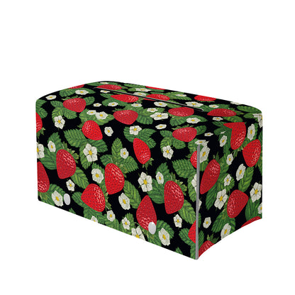 Strawberry And Flower Pattern Print Leather Tissue Box Cover