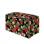 Strawberry And Flower Pattern Print Leather Tissue Box Cover