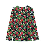 Strawberry And Flower Pattern Print Long Sleeve Short Coat