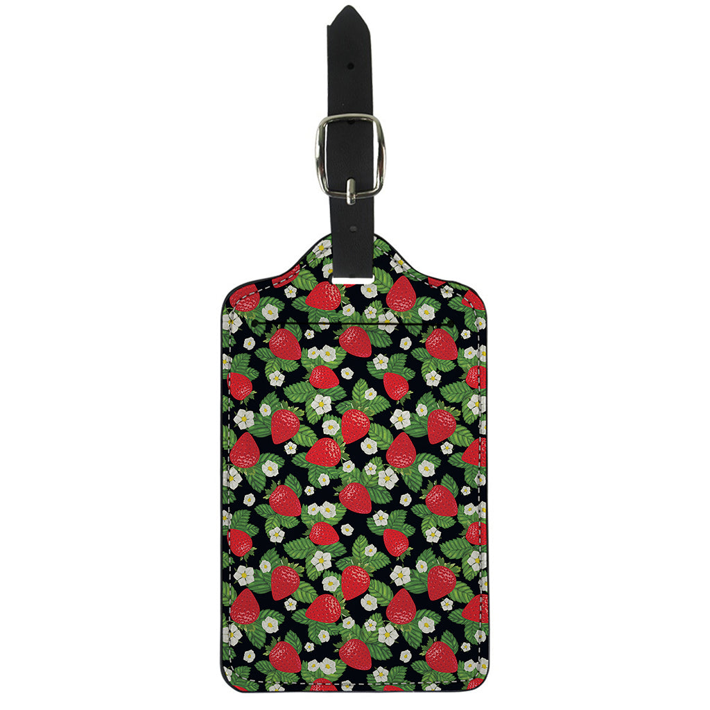 Strawberry And Flower Pattern Print Luggage Tag