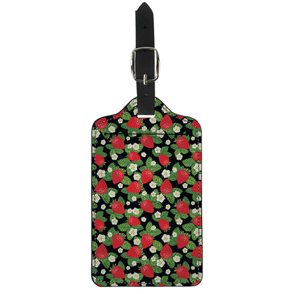 Strawberry And Flower Pattern Print Luggage Tag