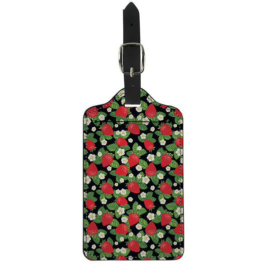 Strawberry And Flower Pattern Print Luggage Tag