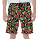 Strawberry And Flower Pattern Print Men's Beach Shorts