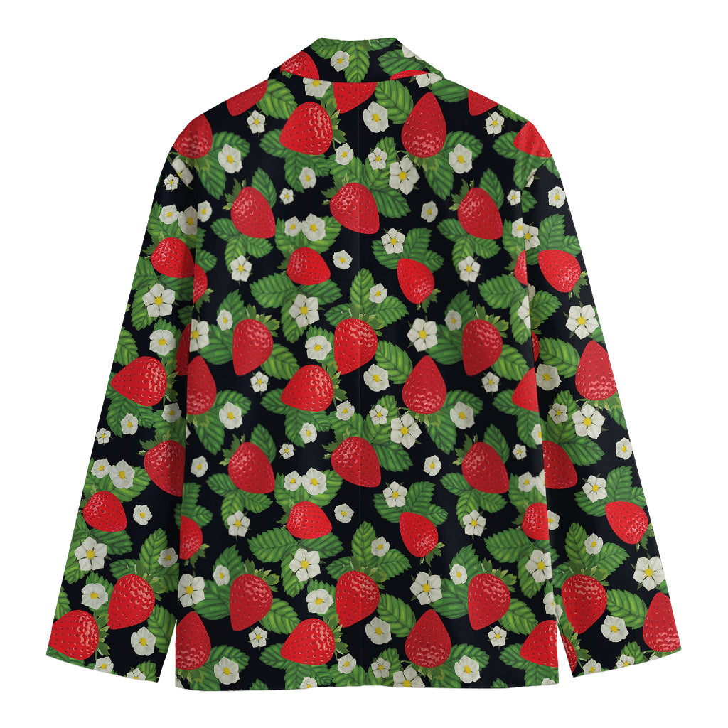 Strawberry And Flower Pattern Print Men's Blazer