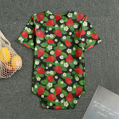 Strawberry And Flower Pattern Print Men's Bodysuit