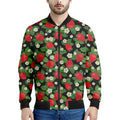 Strawberry And Flower Pattern Print Men's Bomber Jacket