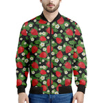 Strawberry And Flower Pattern Print Men's Bomber Jacket