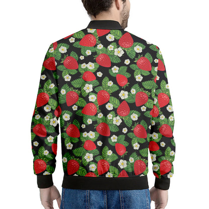 Strawberry And Flower Pattern Print Men's Bomber Jacket