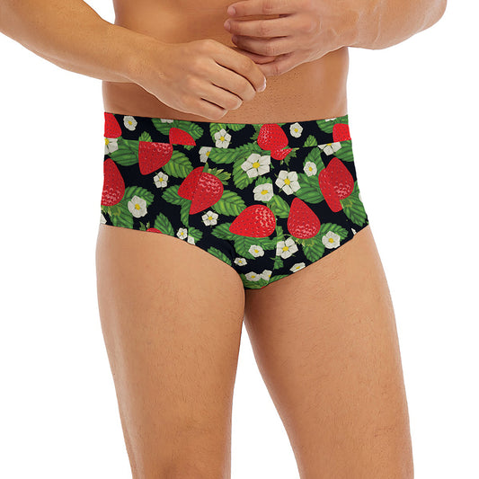 Strawberry And Flower Pattern Print Men's Briefs