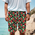 Strawberry And Flower Pattern Print Men's Cargo Shorts