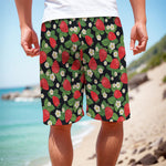 Strawberry And Flower Pattern Print Men's Cargo Shorts
