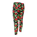 Strawberry And Flower Pattern Print Men's Compression Pants