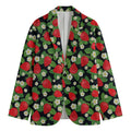 Strawberry And Flower Pattern Print Men's Cotton Blazer