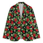 Strawberry And Flower Pattern Print Men's Cotton Blazer