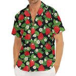 Strawberry And Flower Pattern Print Men's Deep V-Neck Shirt