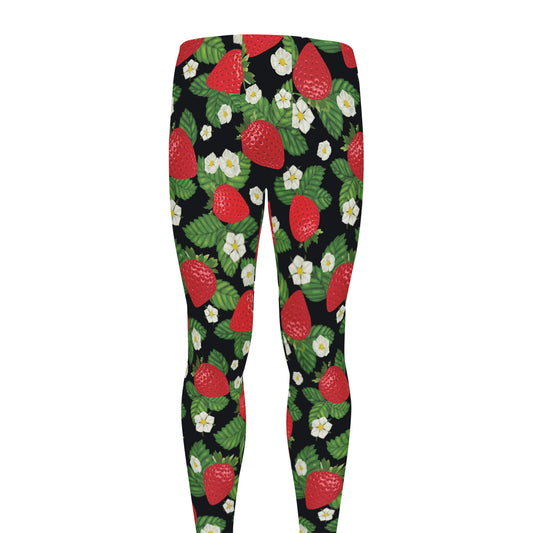 Strawberry And Flower Pattern Print Men's leggings