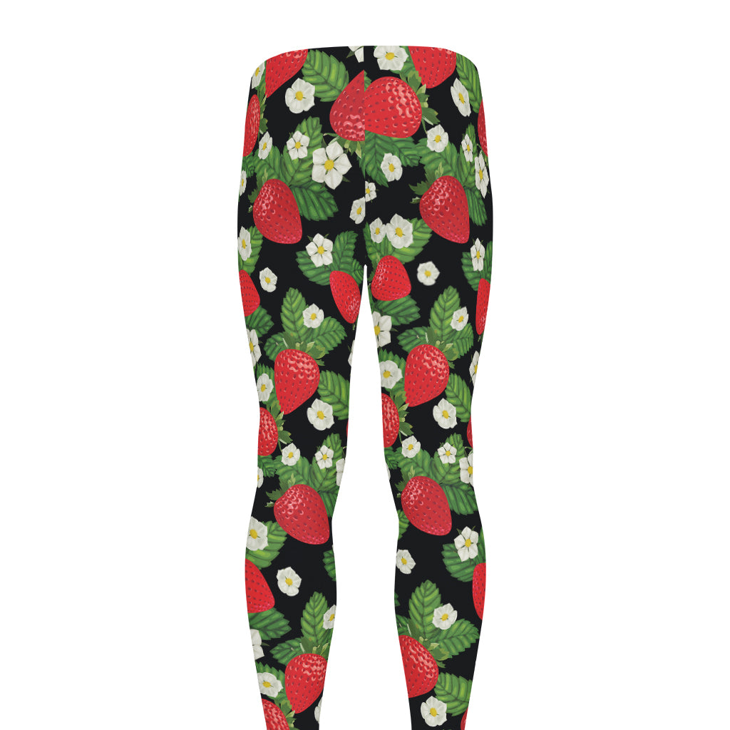 Strawberry And Flower Pattern Print Men's leggings