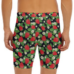 Strawberry And Flower Pattern Print Men's Long Boxer Briefs