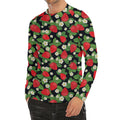 Strawberry And Flower Pattern Print Men's Long Sleeve Rash Guard